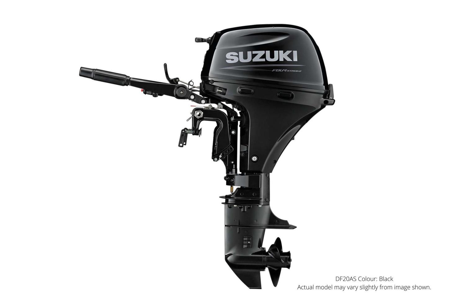 Suzuki DF20A Noir, Électrique, 20" Longueur de l’arbre, Manuel Tiller 2022