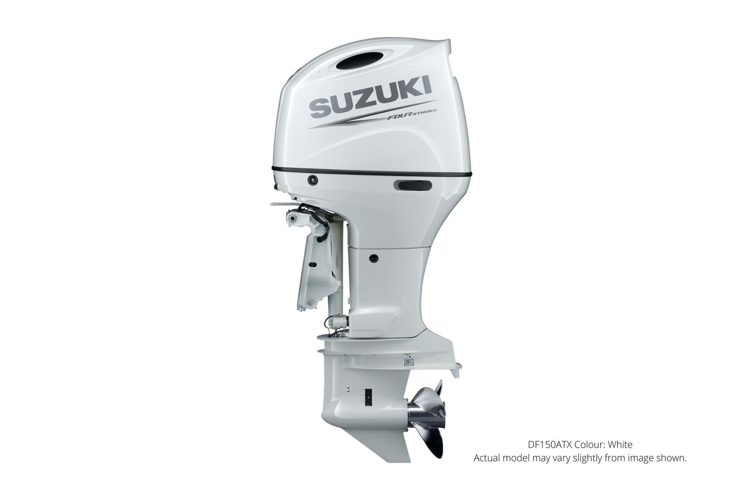 Suzuki DF150A Blanc, Électrique, 25" Longueur de l’arbre, Alimentation à distance Inclinaison et garniture,, Rotation des compteurs 2022