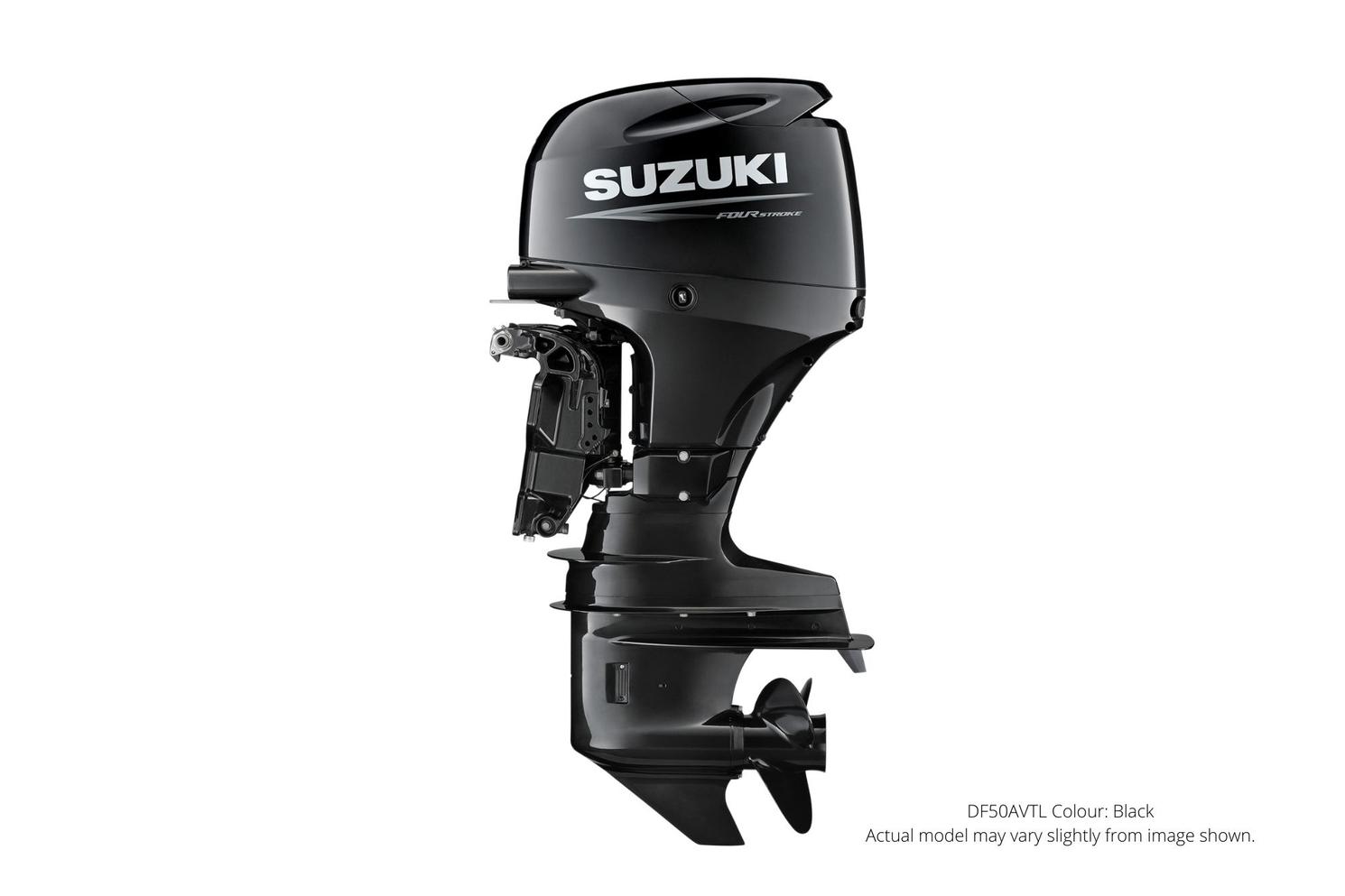 2022 Suzuki DF50AV Black, Electric, 20″ Shaft Length, Remote, Power Tilt and Trim, High Energy Rotation