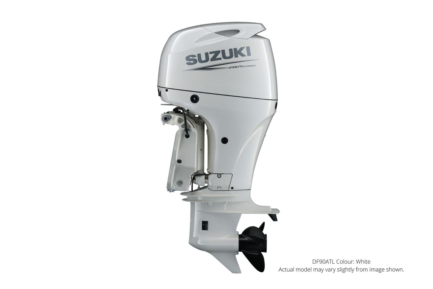 Suzuki DF90A Blanc, Électrique, 25" Entraînement de l’arbre, Alimentation à distance Inclinaison et garniture 2022