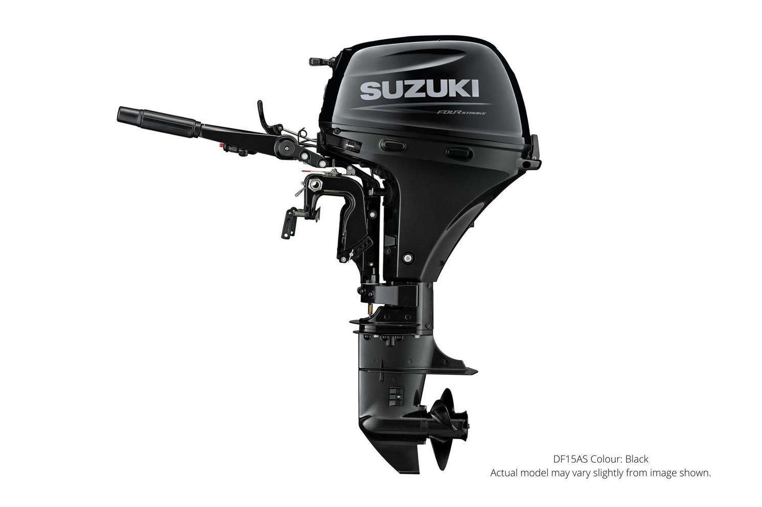 Suzuki DF15A Noir, Électrique, 15" Entraînement de l’arbre, Tiller Manuel Garniture 2022