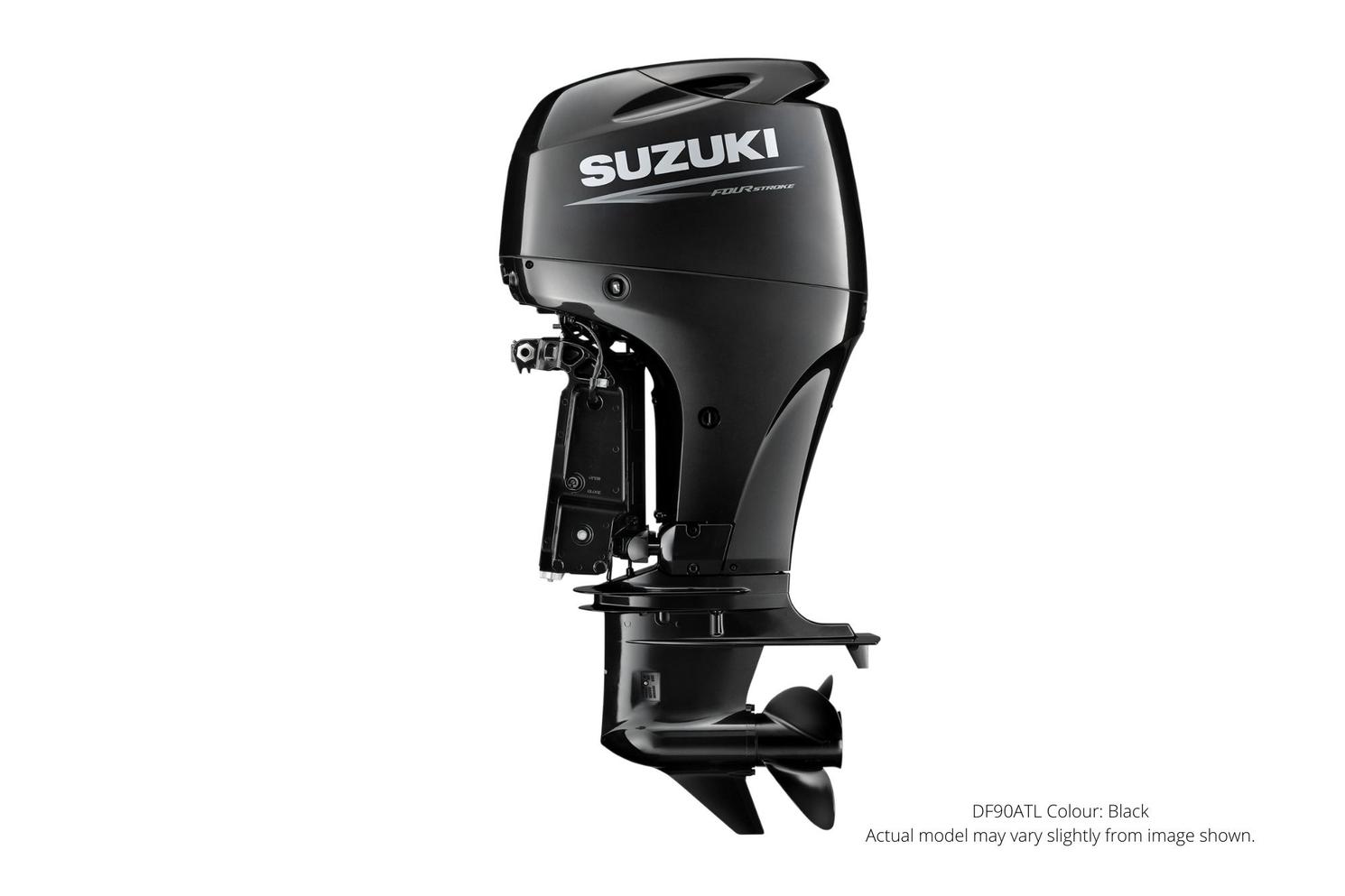 Suzuki DF90A Noir Électrique, 25" Entraînement de l’arbre, Alimentation à distance Inclinaison et garniture 2022