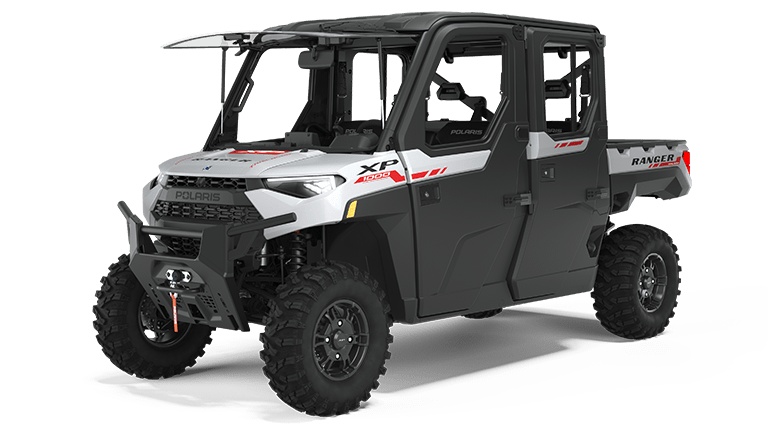 Polaris RANGER CREW XP 1000 NorthStar Edition Trail Boss Ghost White Metallic With Performance Red Accents - Ride Command Package 2023