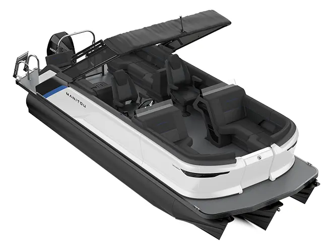 2023 Manitou Explore 22 Navigator With Trifold Bench Carbon Blue / Great White