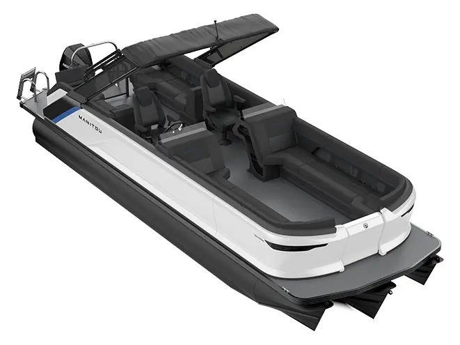 2023 Manitou Explore 26 Navigator With Trifold Bench Carbon Blue / Great White