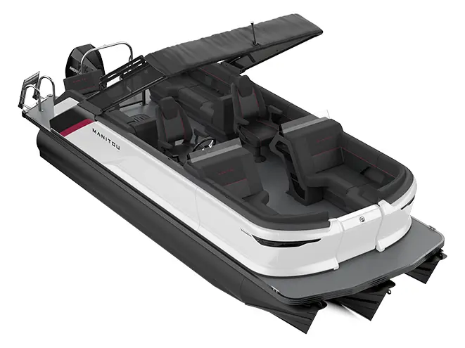 2023 Manitou Explore 22 Navigator With Trifold Bench Carbon Red / Great White
