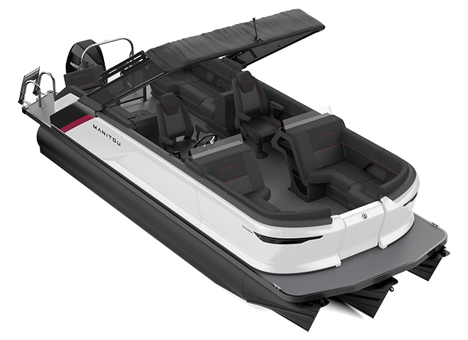 2023 Manitou Explore 22 Navigator With Trifold Bench Carbon Red / Great White