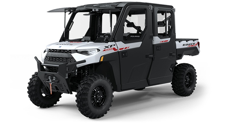 2024 Polaris Ranger Crew XP 1000 Northstar Edition Trail Boss Ghost White Metallic With Performance Red Accents