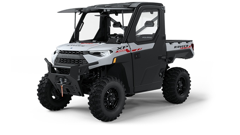 Polaris Ranger XP 1000 Northstar Edition Trail Boss Ghost White Metallic With Performance Red Accents 2024