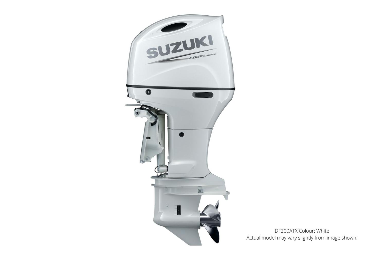 Suzuki DF200A Blanc, Électrique, 25″ Longueur de l’arbre, Alimentation à distance Inclinaison et garniture 2023