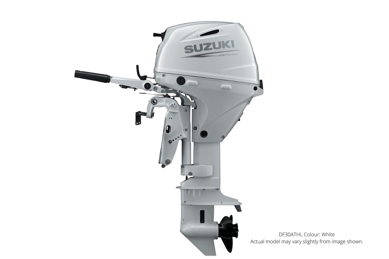 2023 Suzuki DF30A White, Electric, 20″ Shaft Drive, Remote, Power Tilt and Trim