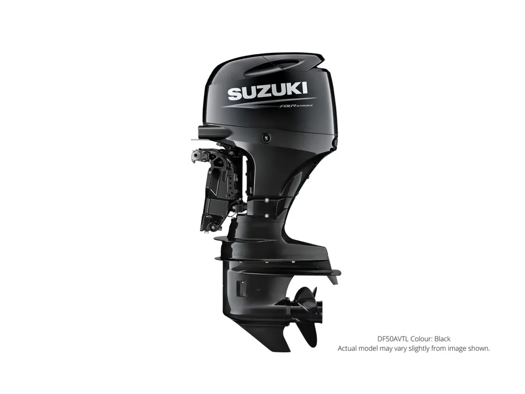 2023 Suzuki DF50AV Black, Electric, 20″ Shaft Length, Remote, Power Tilt and Trim, High Energy Rotation