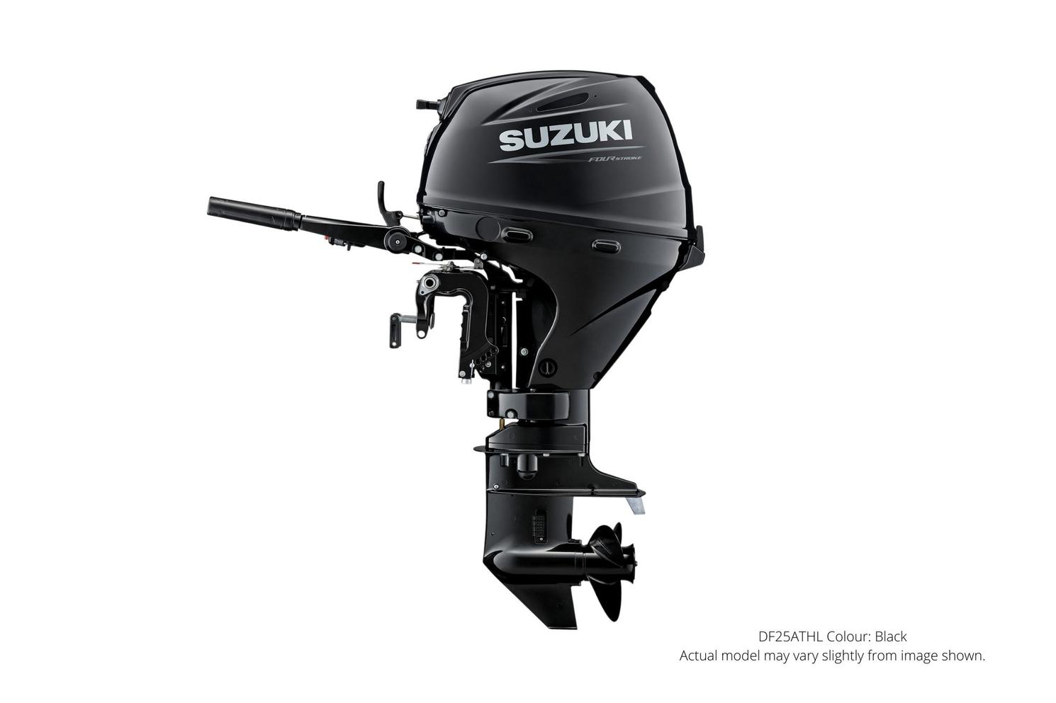 2023 Suzuki DF25A Black, Electric, 15" Shaft Length, Tiller, Power Tilt and Trim