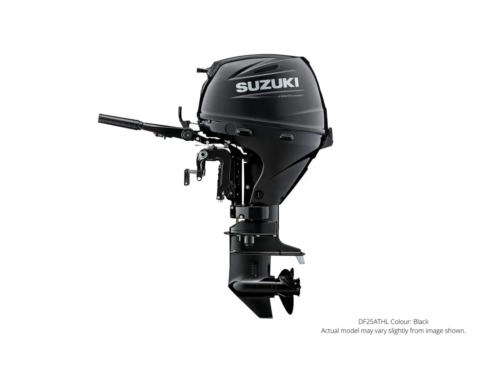 2023 Suzuki DF25A Black, Electric, 20″ Shaft Length, Tiller, Power Tilt and Trim