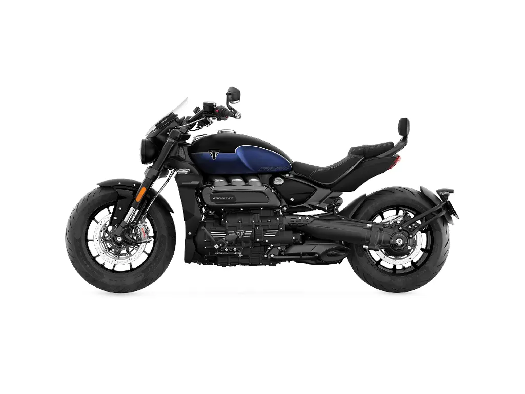 Triumph Rocket 3 Storm GT Matte Sapphire Black and Satin Pacific Blue 2024