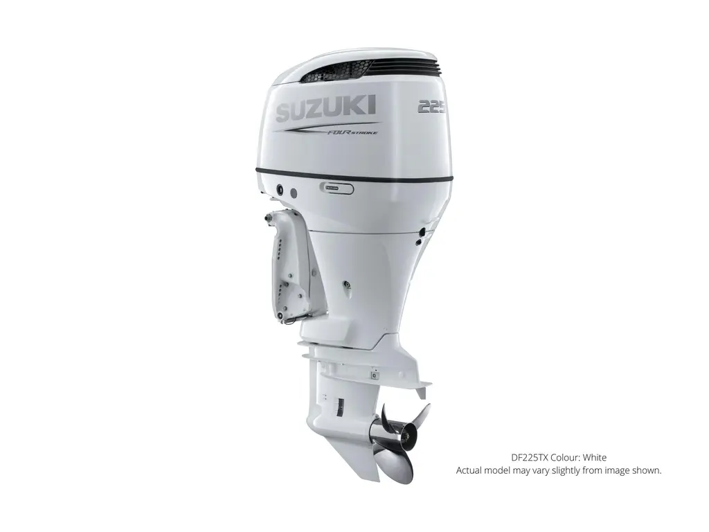 Suzuki DF225 Blanc, Électrique, 25″ Longueur de l’arbre, Alimentation à distance Inclinaison et garniture, Counter Rotation 2024