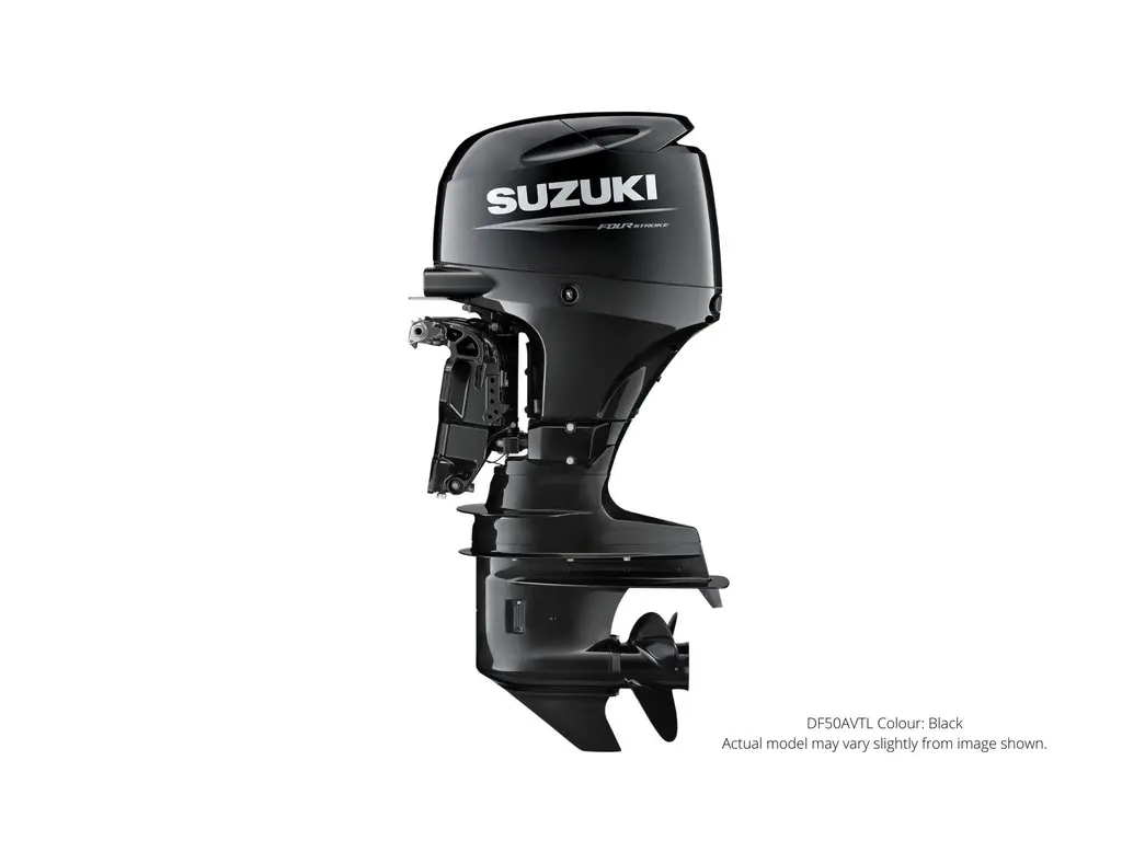 Suzuki DF50AV Noir, Électrique, 20″ Longueur de l’arbre, Rotation haute énergie 2024
