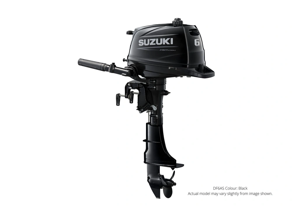 Suzuki DF6A DF6A Noir, Démarrage manuel, 15" Longueur de l’arbre, Tiller Manuel Garniture 2024 alt
