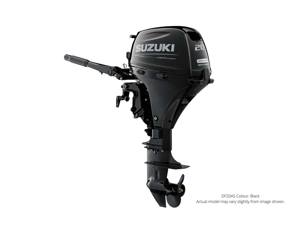 2024 Suzuki DF20A Black, Electric, 20″ Shaft Length, Manual Tiller