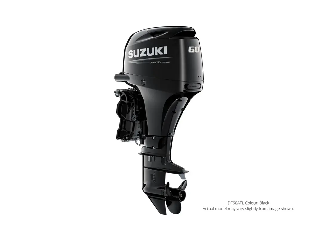 Suzuki DF60A Noir, Électrique, 20″ Longueur de l’arbre, Alimentation à distance Inclinaison et garniture 2024