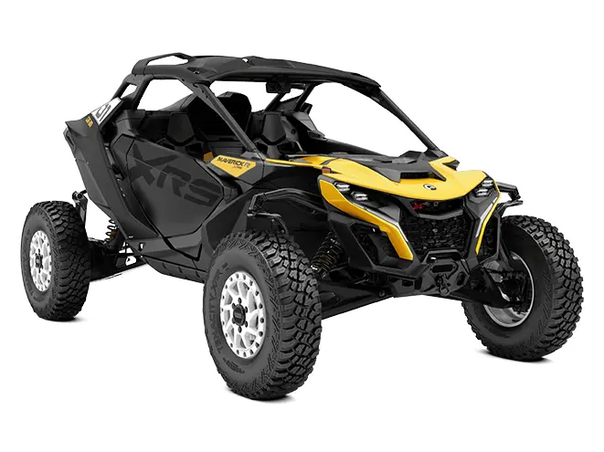 Can-Am Maverick R X RS avec Smart-Shox Noir carbone et jaune neo 2025