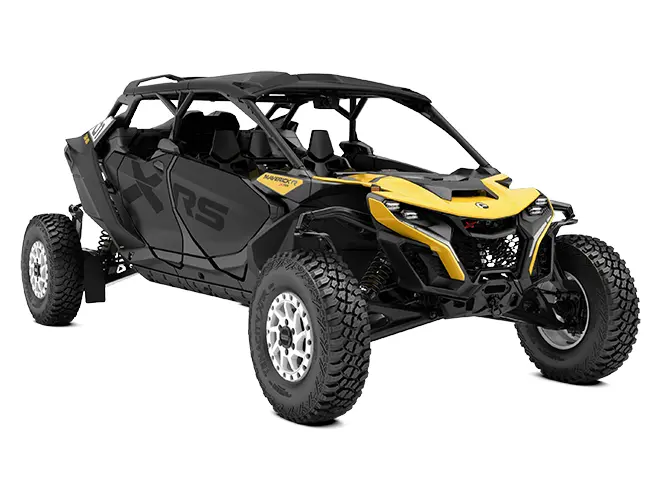 Can-Am Maverick R MAX X RS avec Smart-Shox Noir carbone et jaune neo 2025