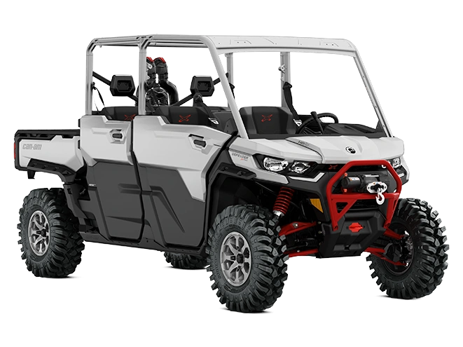 Can-Am Defender MAX Defender MAX X MR avec demi portes Hyper argent et rouge légion HD10 2025