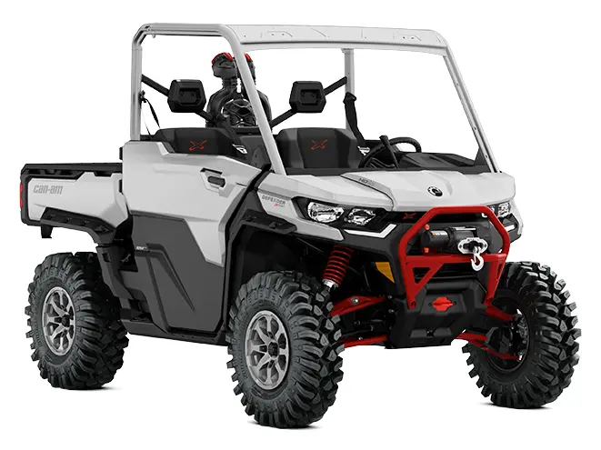 Can-Am Defender X MR avec demi portes HD10 Hyper argent et rouge légion 2025