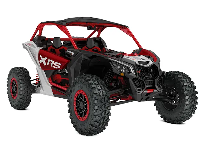 Can-Am Maverick X3 X RS avec Smart-Shox TURBO RR Rouge enflammé et hyper argent 2025