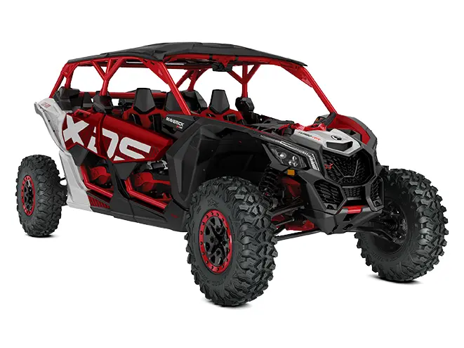 Can-Am Maverick X3 MAX X DS TURBO RR Rouge enflammé et hyper argent 2025