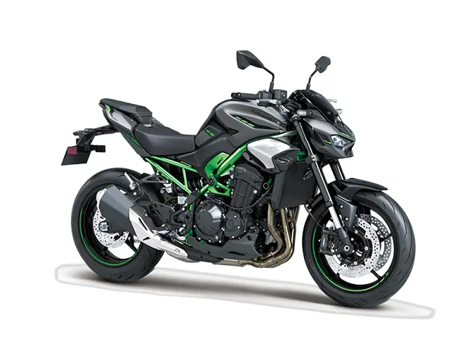 Kawasaki Z900 Gris Graphène Mat Mét. / Noir Étincelle Mat Mét. / Vert Flamboyant Bonbon Mat 2025