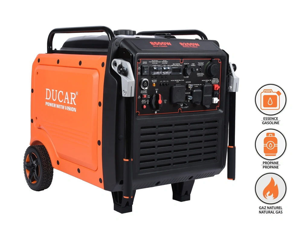 Ducar Génératrice à onduleur 8500W (Tri Fuel: Propane, essence et gaz naturel) Génératrice à onduleur 8500W (Tri Fuel: Propane, essence et gaz naturel) 2025 alt
