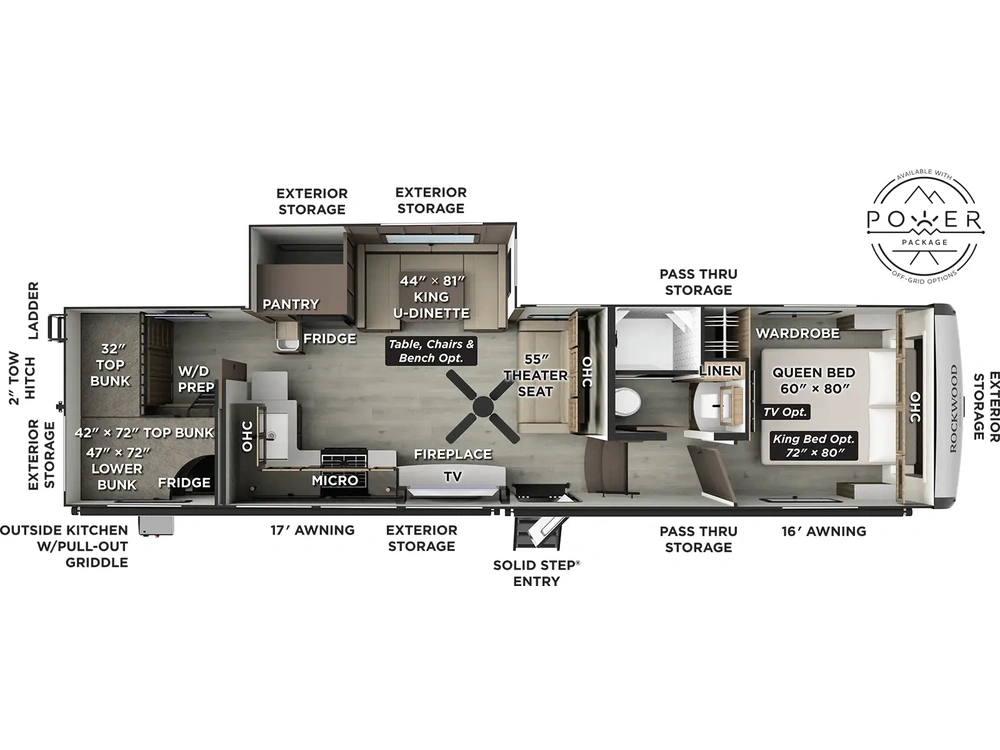 Forest River Rockwood Signature Fifth Wheels Rockwood Signature Fifth Wheels R374DBH Floorplan 2025 alt