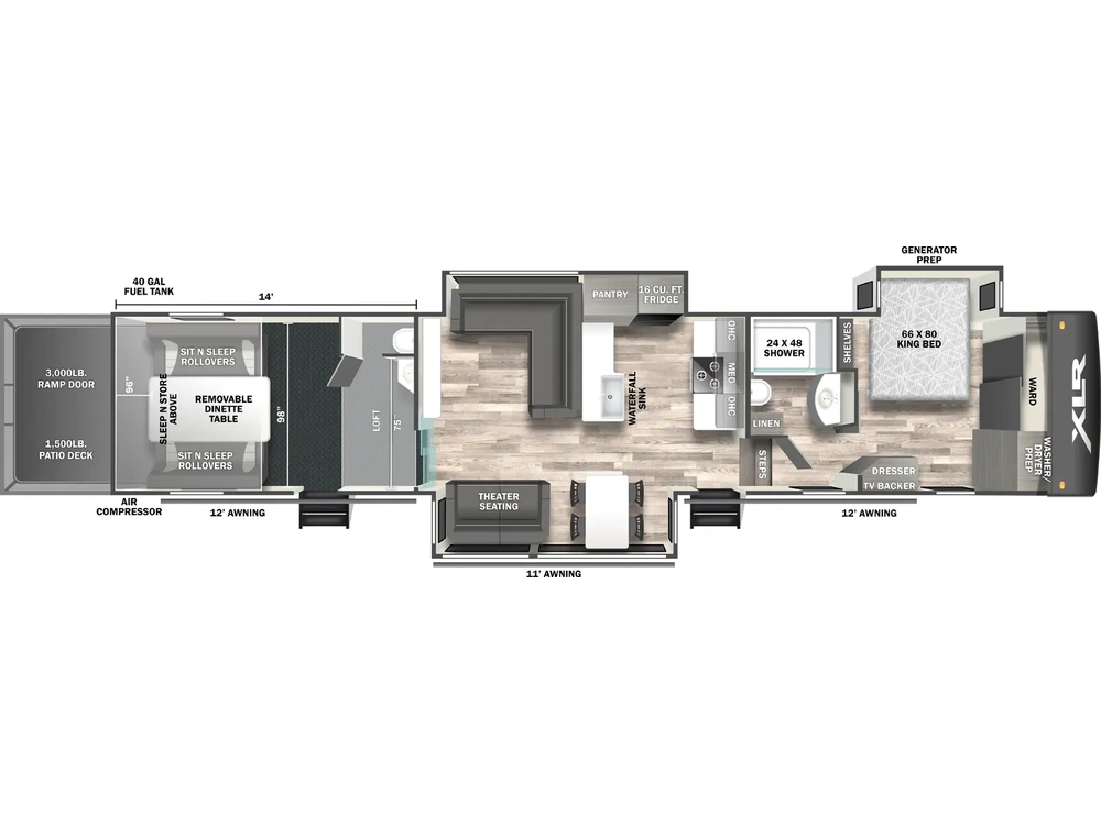 Forest River XLR Nitro XLR Nitro 41G14 Floorplan 2025 alt