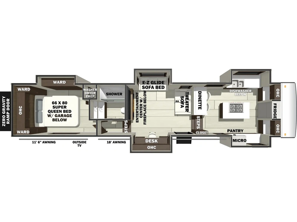 2025 Forest River RIVERSTONE RIVERSTONE 42FSKG Floorplan alt