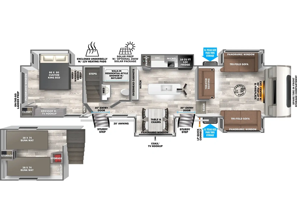 Forest River Wildwood Heritage Glen Fifth Wheels Wildwood Heritage Glen Fifth Wheels 378FL Floorplan 2025 alt