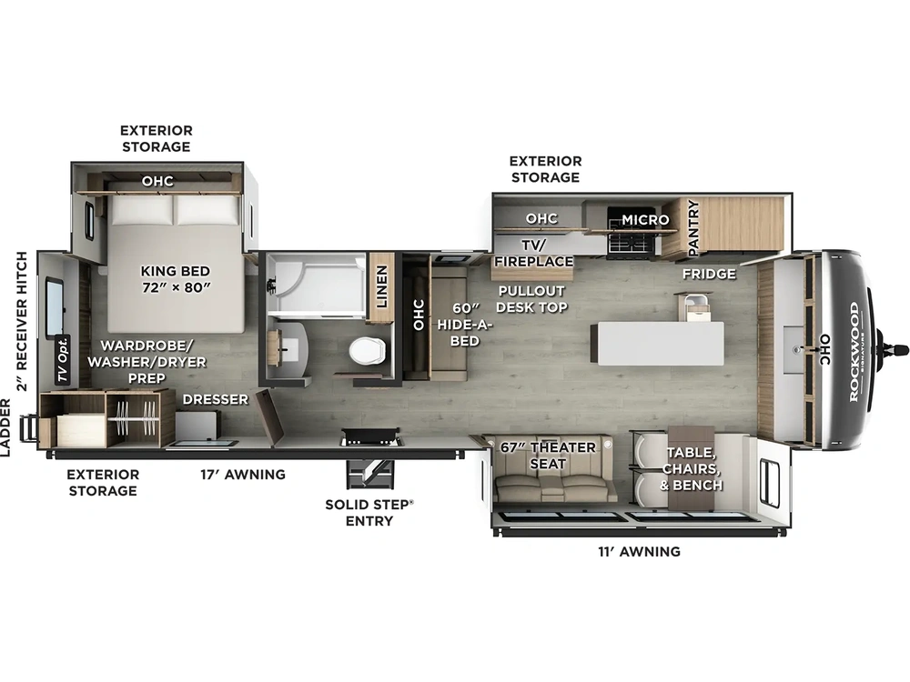 Forest River Rockwood Signature Travel Trailers Rockwood Signature Travel Trailers 8339FK Floorplan 2025 alt