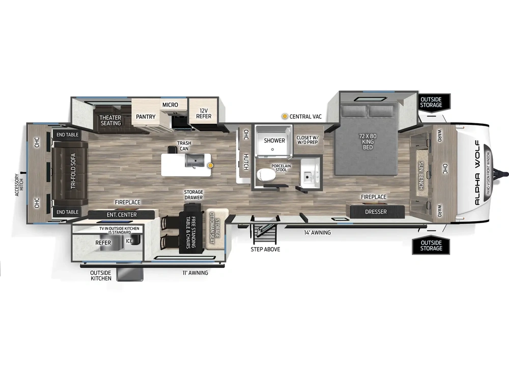 2025 Forest River Alpha Wolf Alpha Wolf 33RL Floorplan alt