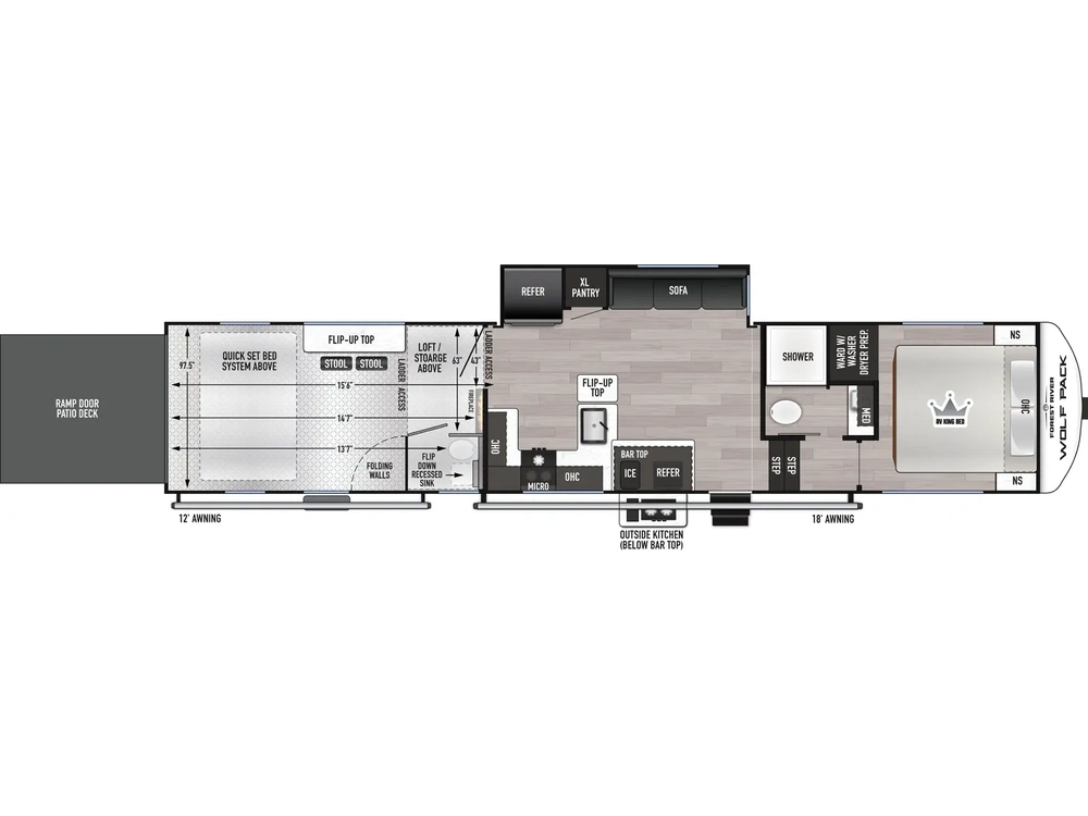 Forest River Cherokee Wolf Pack Cherokee Wolf Pack 365PACK15.5 Floorplan 2025 alt