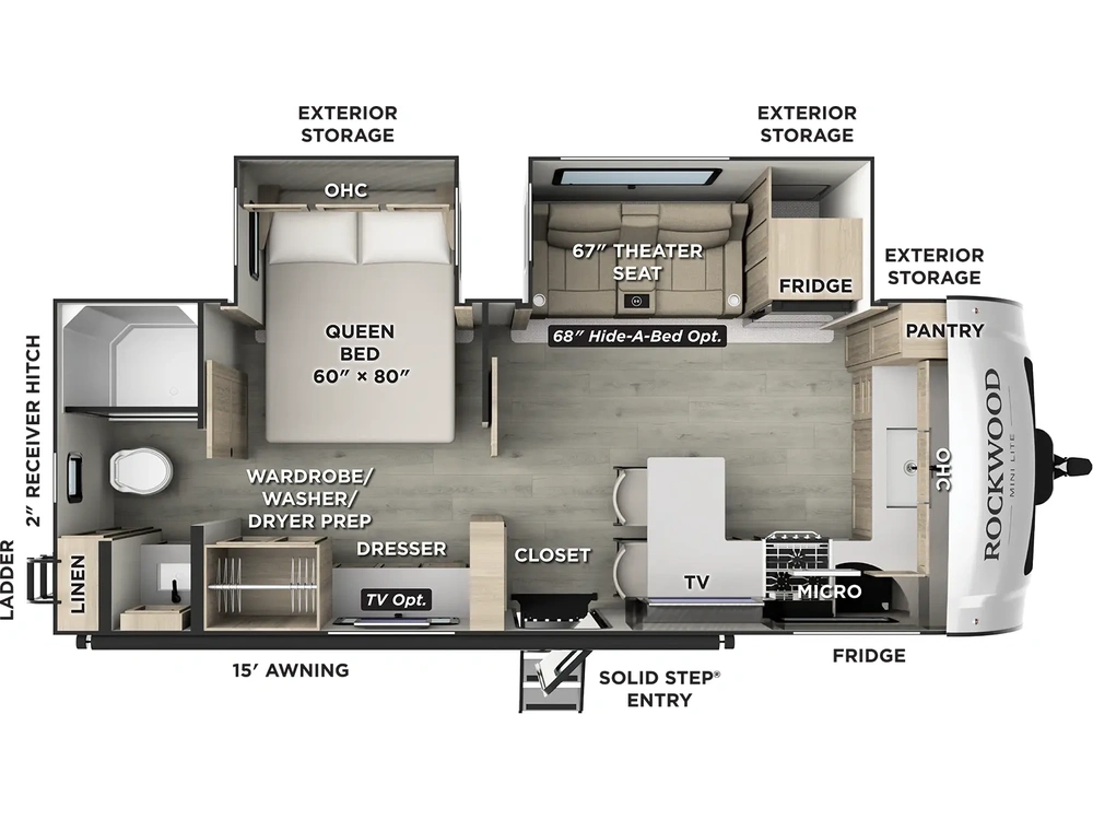 2025 Forest River Rockwood Mini Lite Rockwood Mini Lite 2523MBR Floorplan alt
