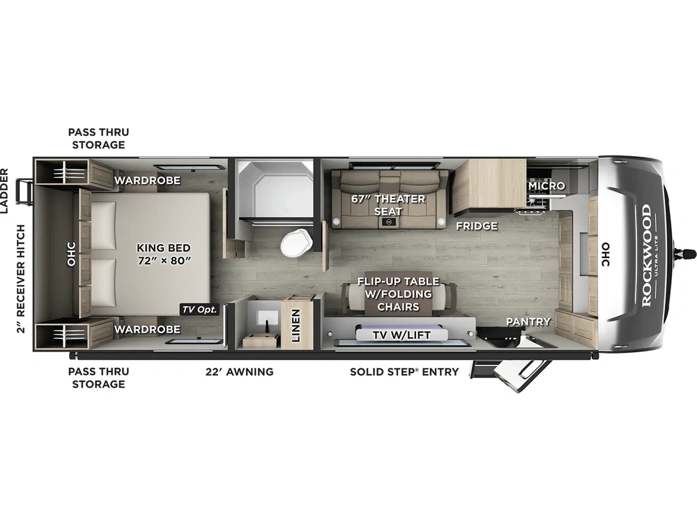 Forest River Rockwood Ultra Lite Travel Trailers Rockwood Ultra Lite Travel Trailers 301FKT Floorplan 2025 alt