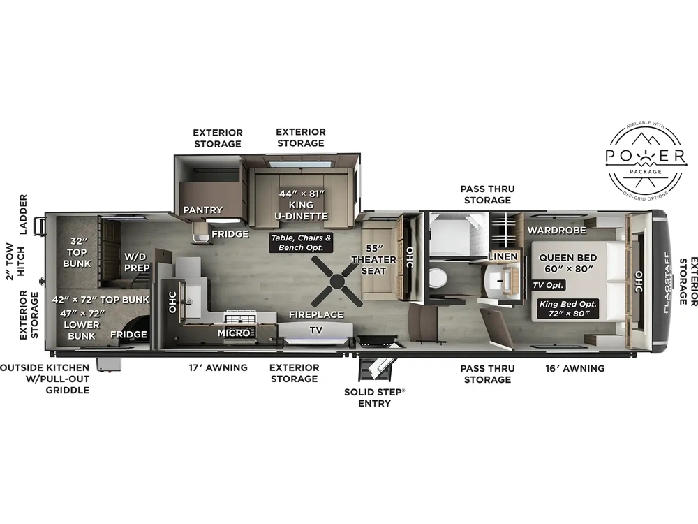 Forest River Flagstaff Classic Fifth Wheels Flagstaff Classic Fifth Wheels F374DBH Floorplan 2025 alt