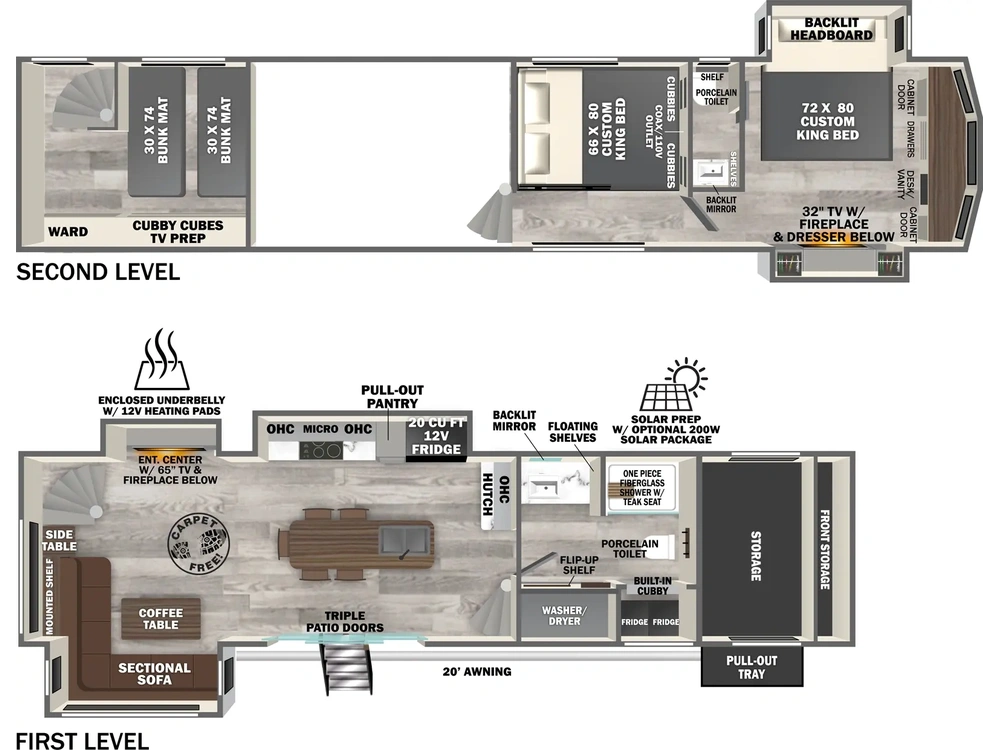 Forest River Wildwood Heritage Glen Fifth Wheels Wildwood Heritage Glen Fifth Wheels 378FL Floorplan 2025 alt