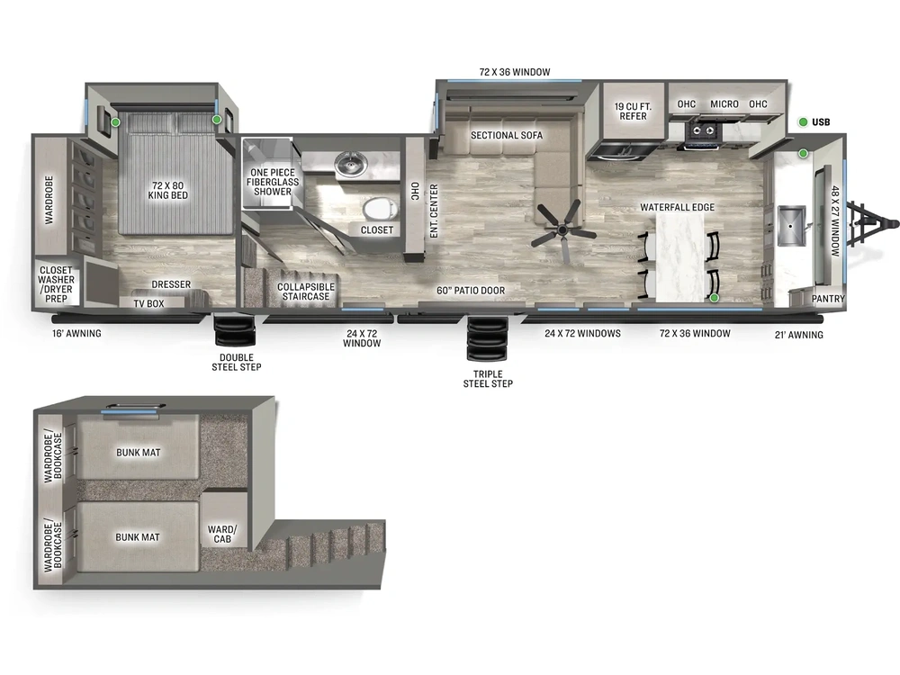 2025 Forest River Sandpiper Destination Sandpiper Destination 422FKL Floorplan alt