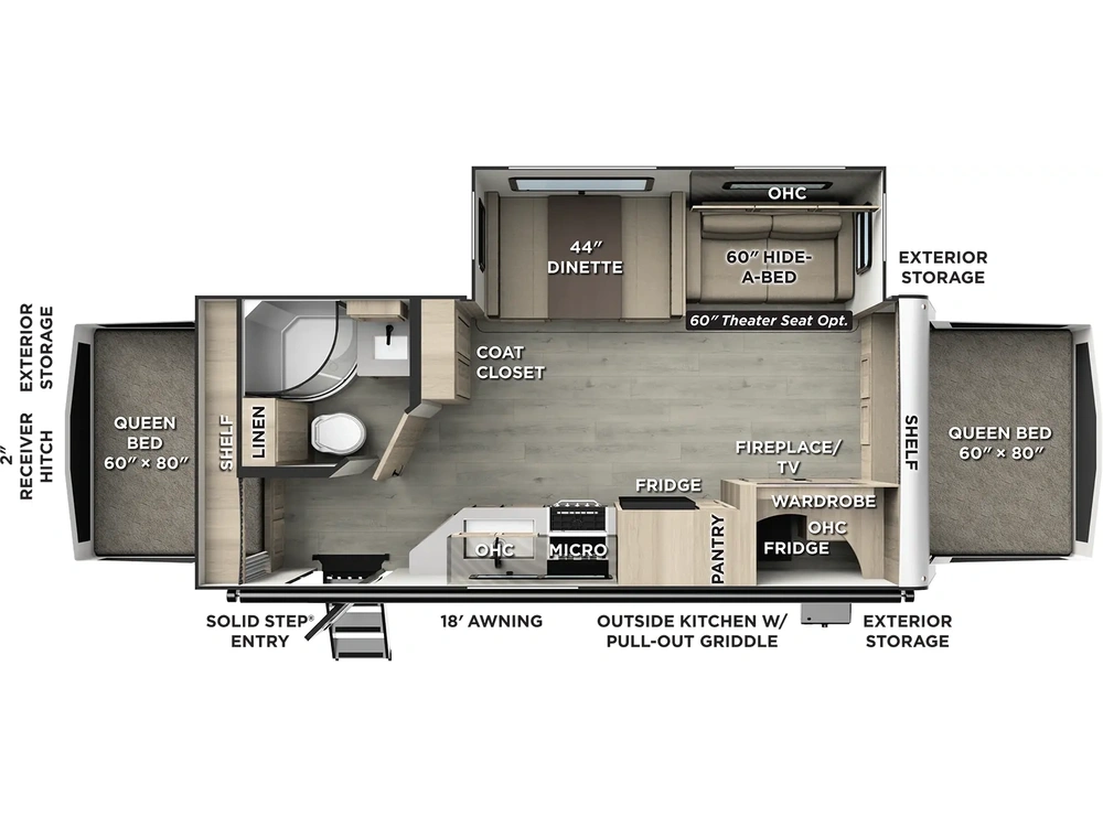 Forest River Rockwood Roo Rockwood Roo 235S Floorplan 2025 alt