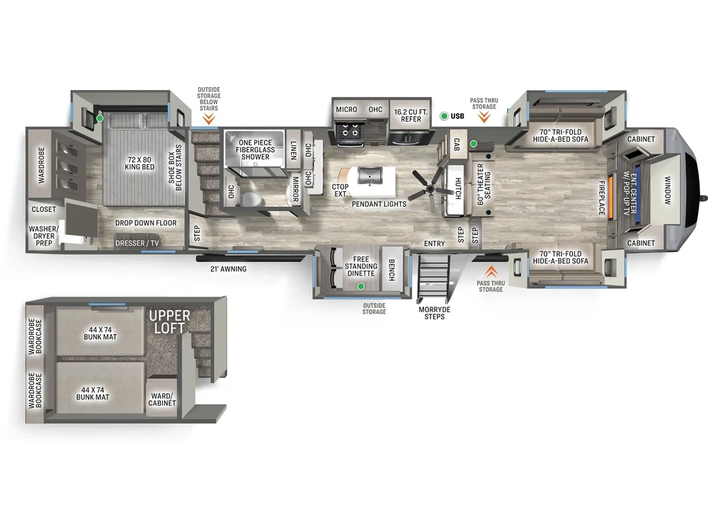 Forest River Sandpiper Fifth Wheels Sandpiper Fifth Wheels 3990FL Floorplan 2025 alt