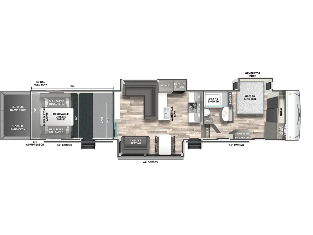 2025 Forest River Stealth Stealth 4114GX Floorplan alt