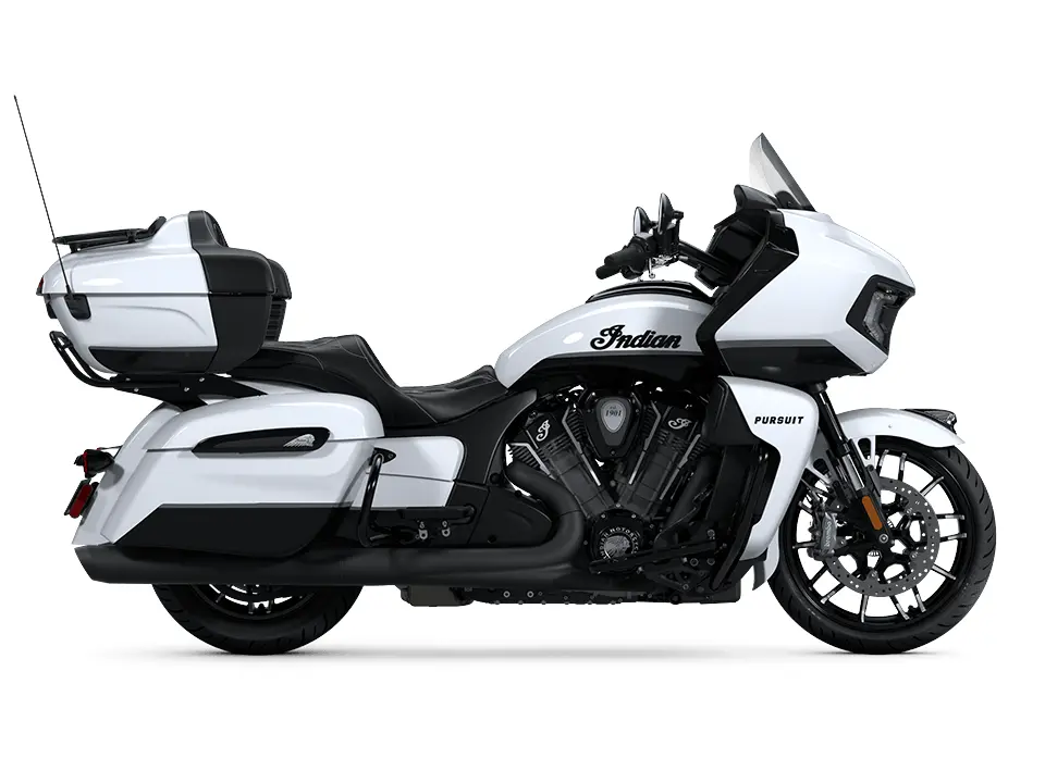 2025 Indian Motorcycle Indian Pursuit Dark Horse Ghost White Metallic Crystal with Black Vivid Crystal