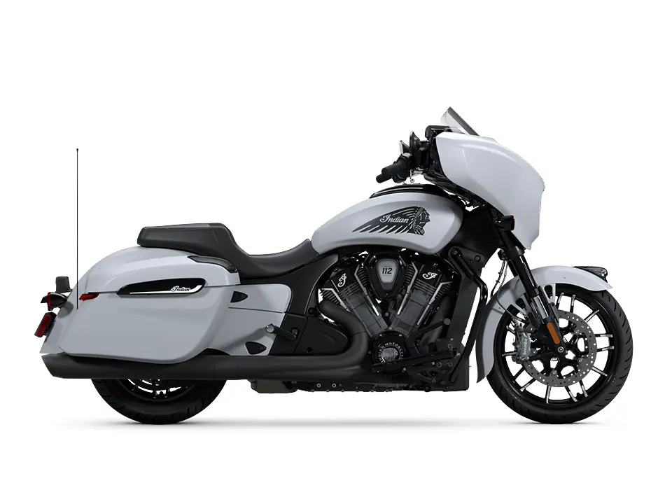 Indian Motorcycle Chieftain PowerPlus Dark Horse avec 112 et Ensemble audio Powerband Ghost White Metallic Smoke 2025