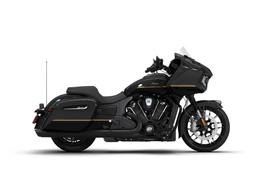 2026 Indian Motorcycle Indian Challenger Dark Horse with 112 and PowerBand Audio Package Black Crystal with Black Metallic and Championship Gold Accent